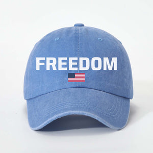 Charlie Kirk Freedom Printed Vintage Washed Denim Baseball Cap | Justice for Charlie Kirk Hat 683010