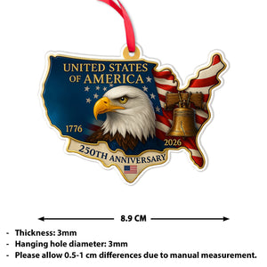 United States of America 250 Years Acrylic Ornament, 250th Anniversary 1776–2026 Christmas Ornament 683127