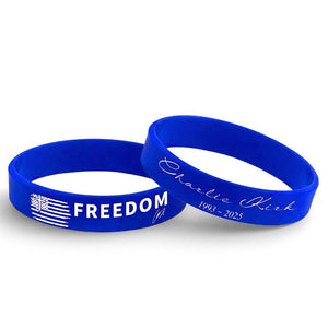 Charlie Kirk "FREEDOM" Printed Silicone Bracelet | Justice Charlie Kirk Memorial Silicone Wristbands | Charlie Kirk Signature Wristbands 683131