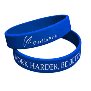 Work Harder Be Better Charlie Kirk Printed Silicone Bracelet | Justice Charlie Kirk Memorial Silicone Wristbands | Charlie Kirk Signature Wristbands 683136