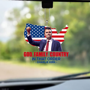 God Family Country Charlie Kirk Car Ornament | Charlie Memorial Ornament | Pray for Charlie 683148