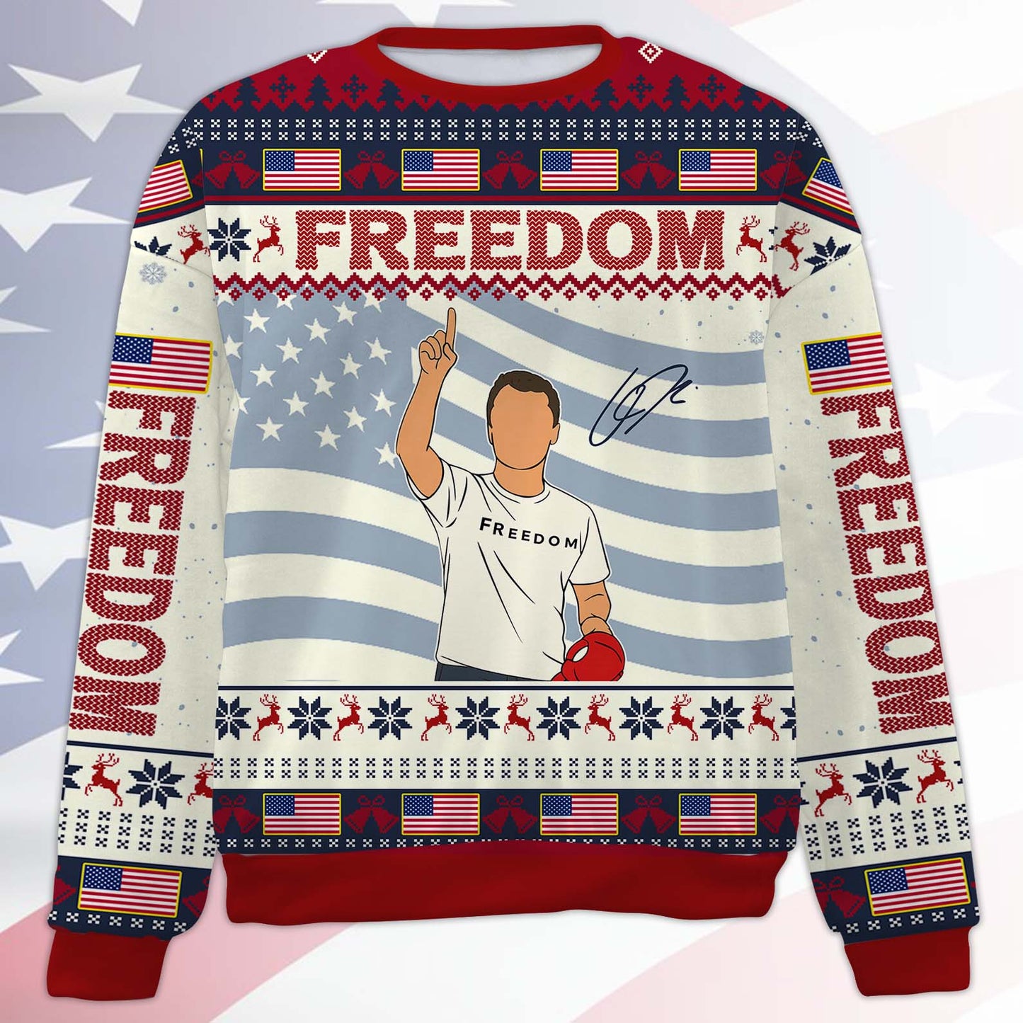 Personalized Freedom Charlie Kirk Ugly Sweater, A True Patriot Charlie Kirk Christmas All-Over-Printed Sweatshirt 683196