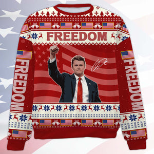 Personalized Freedom Charlie Kirk Ugly Sweater, A True Patriot Charlie Kirk Christmas All-Over-Printed Sweatshirt 683196
