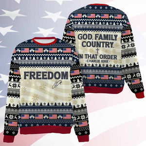 God Family Country Charlie Kirk Ugly Sweater, Charlie Kirk Christmas All-Over-Printed Sweatshirt 683210