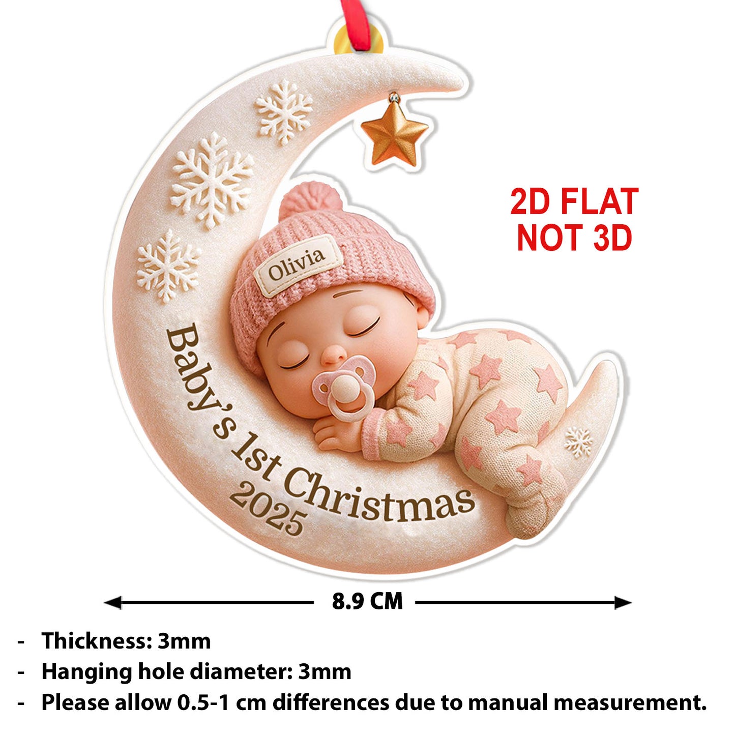Personalized Baby’s First Christmas Acrylic Ornament, Custom Newborn Keepsake Gift, Baby 1st Christmas Ornament 683232