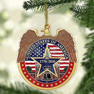 USA 250 Years Acrylic Ornament, American Flag Eagle 250th Anniversary Christmas Tree Decoration 683265