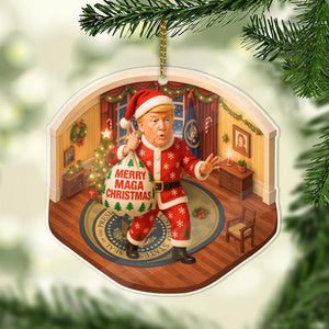 Funny Trump Oval Office 2D Ornament | MAGA Isometric Acrylic Christmas Decor | Republican Trump Gift 683272 - GOP