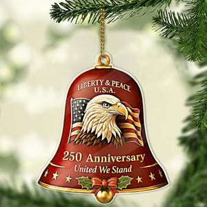 United States 250th Anniversary Bell Acrylic Ornament | America 250th Anniversary Ornament | US Eagle Ornament Christmas Decor 683294