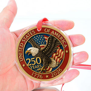 250 Years Anniversary Glass Ornament | 1776–2026 Patriotic Christmas Ornament | 250th Years United States of America Ornament 683329