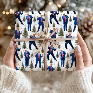 Trump Dance Wrapping Paper | Funny MAGA Christmas Gift Wrap | Patriotic Republican Holiday Paper for Men Women 683380 - GOP