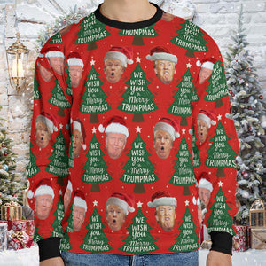 Funny Trump Santa Face Ugly Sweater, President Donald Trump Christmas All-Over-Printed Sweatshirt 683413 - GOP