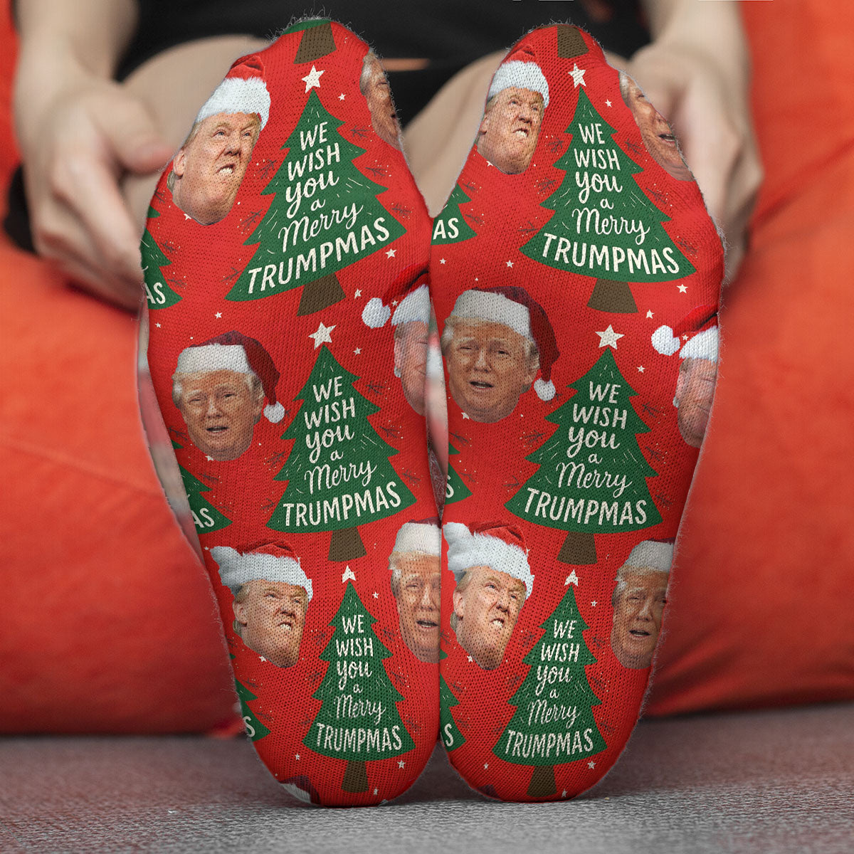 Funny Trump Santa Face Socks, President Donald Trump Socks, Funny Socks For Christmas 683413 - GOP