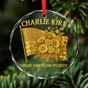 Charlie Kirk Great American Patriot Glass Ornament | Charlie Kirk Ornament | Justice For Charlie Kirk Ornament 683417