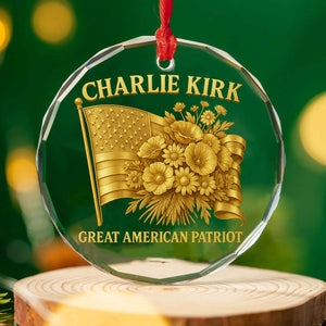 Charlie Kirk Great American Patriot Glass Ornament | Charlie Kirk Ornament | Justice For Charlie Kirk Ornament 683417