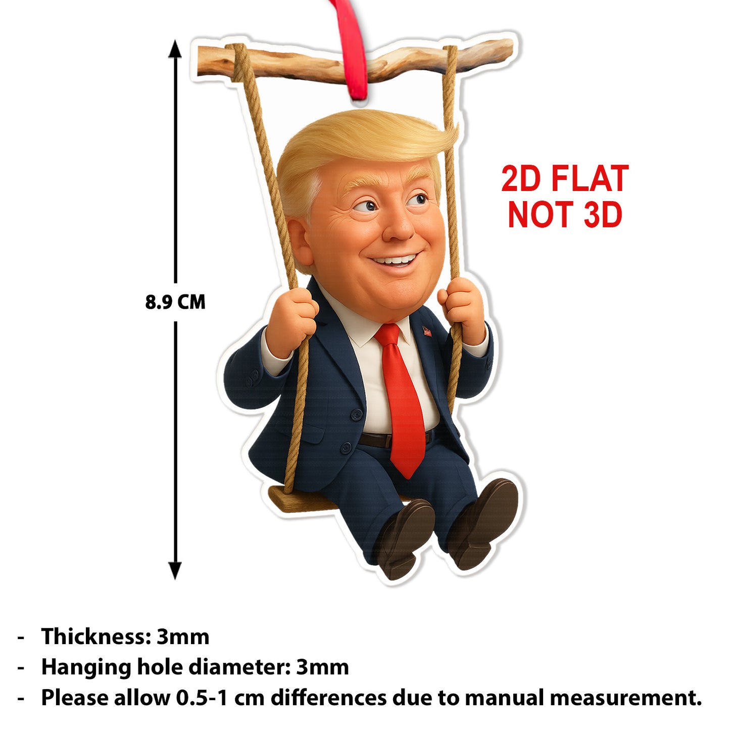 Funny Cartoon Trump Acrylic Ornament | Patriotic Donald Trump 45 47 Christmas Ornament 683421 – GOP