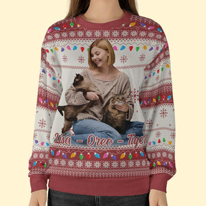 Custom Photo Ugly Sweater, Funny Photo Christmas All-Over-Printed Sweatshirt, Gift For Dog Lovers Cat Lovers 683466
