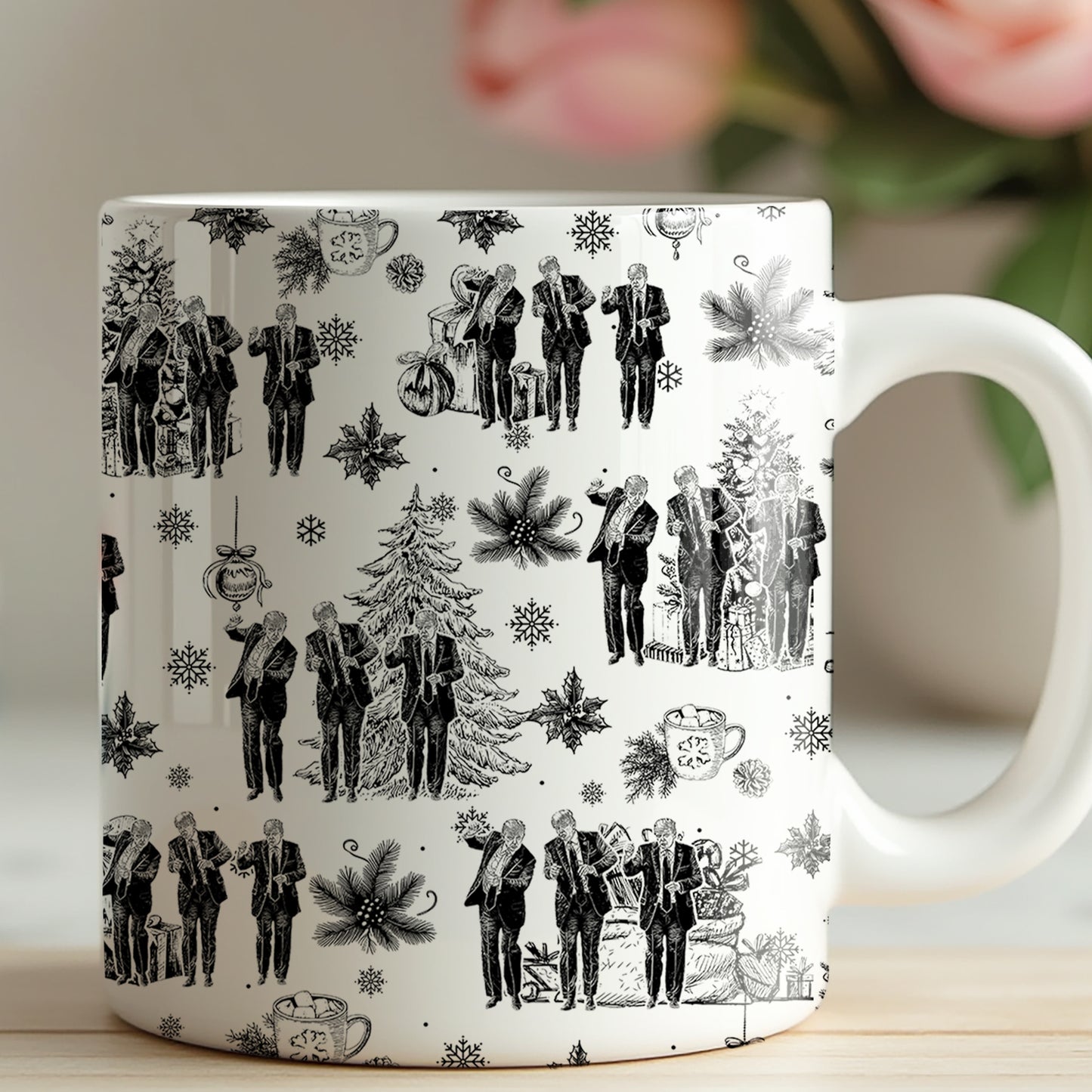 Funny Trump Dancing Toile De Jouy Mug, President Donald Trump Full Wrap White Mug, Republican Gift 683511 - GOP