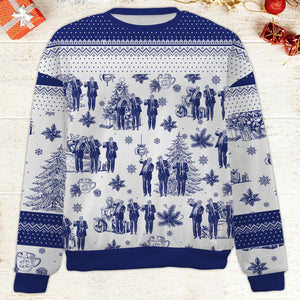 Funny Trump Dancing Toile De Jouy Ugly Sweater, President Donald Trump Christmas All-Over-Printed Sweatshirt, Republican Gift 683511 - GOP