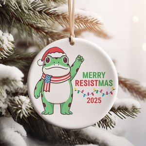Merry Resistmas Ceramic Ornament | Funny Frog Anti Trump Ceramic Ornament | Liberal FDT 8647 Gift 683606