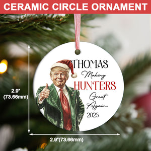 Personalized Trump Hunting Ornament | Funny Hobbies Christmas Ceramic Ornament | Deer MAGA Patriotic Ornament Gift 683608 - GOP