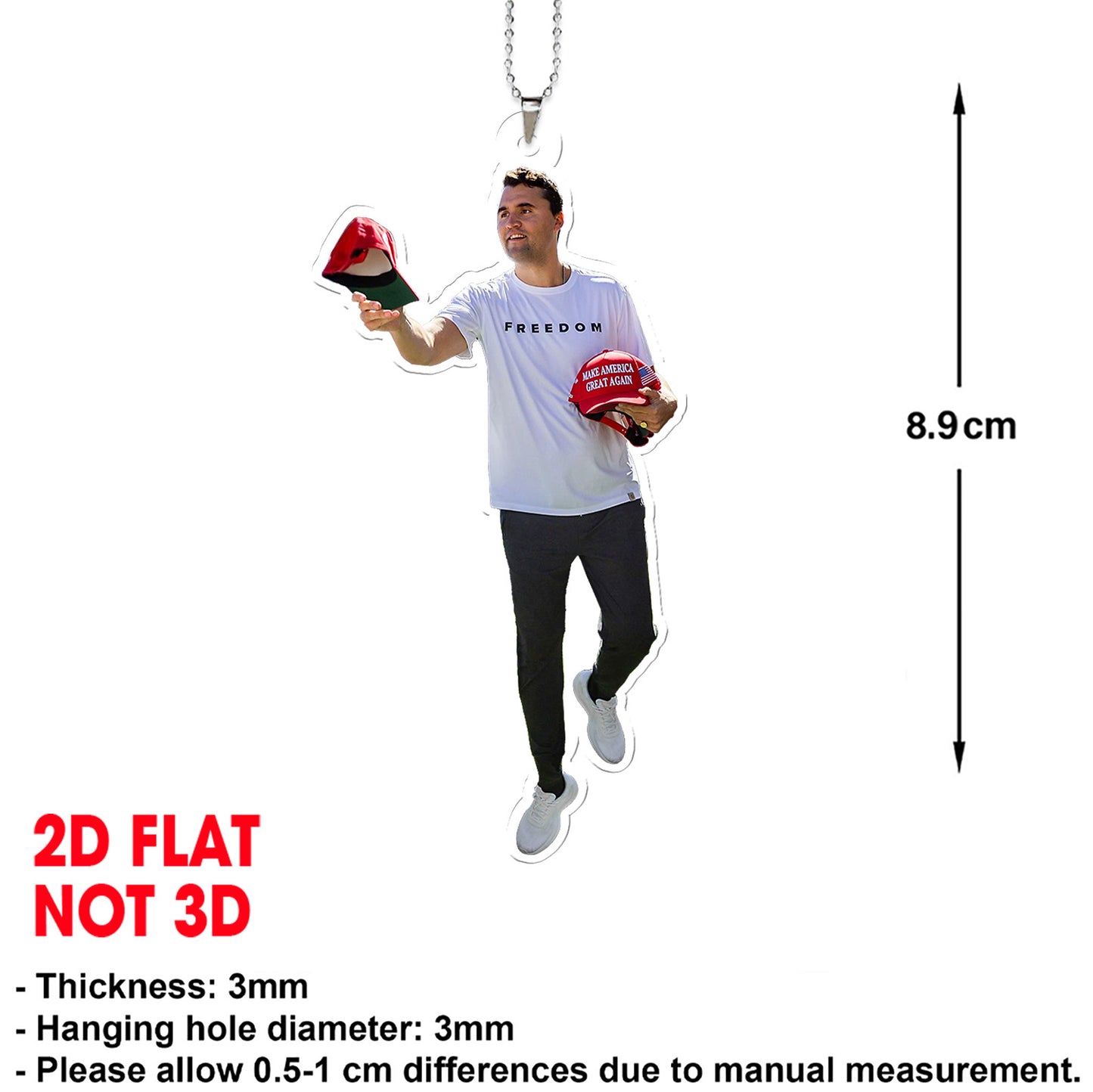 Freedom Charlie Kirk Car Ornament | Charlie Memorial Ornament | MAGA Christmas Ornament 683612