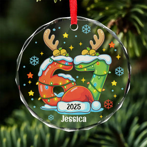 Custom Funny Six Seven Meme Glass Ornament | 6 7 Viral Christmas Decoration | Gen Z Slang Holiday Keepsake Gift 683647