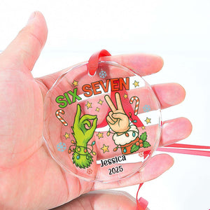 Custom Funny Six Seven Meme Glass Ornament | 6 7 Viral Christmas Decoration | Gen Z Slang Holiday Keepsake Gift 683647_1