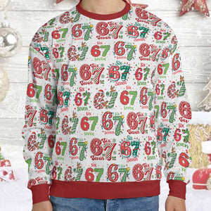 Funny Six Seven Meme Christmas Ugly Sweater | Trending 6 7 All-Over-Printed Sweatshirt 683652