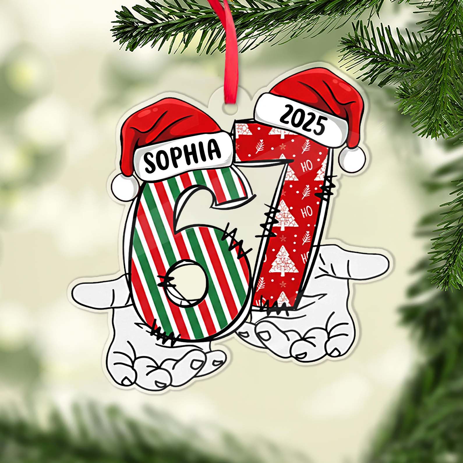 order E7♡ 6 7 Six Seven Acrylic Ornament | Six Seven Meme Christmas
