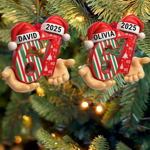 Custom Name and Year 67 Acrylic Ornament | Six Seven Ornament | Funny Christmas Ornament Gift 683660