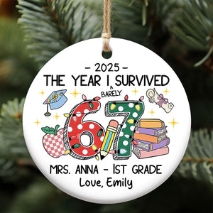 Custom Funny Teacher Six Seven Meme Ceramic Ornament | 6 7 Christmas Gift for Teacher | Christmas Gift 683669