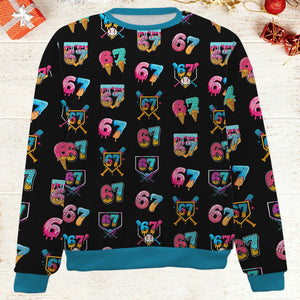 Six Seven Ice Cream Meme Ugly Sweater | 6 7 AOP Sweater Christmas Holiday | Trendy Meme Gift for Men Women 683672