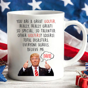 Funny Best Golfer Mug, Personalized Custom Name White Mug Accent Mug, Golf Gift Ideas For Family 683701 - GOP