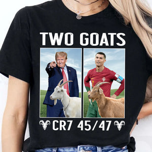 Funny Trump Ronaldo CR7 Two Goats Shirt | MAGA CR7 Meme Dark Shirt | 45/47 Political Pop Art T-Shirt 683726 - GOP