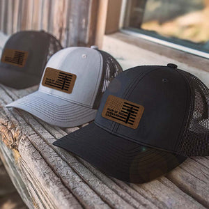 Man of God Husband Dad Trucker Leather Patch Hat, Christian American Flag Cap, Faith Gift for Him 683771