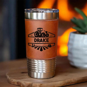 Personalized Trucker Leather Tumbler, Custom Name Golfer Leather Tumbler, Father’s Day Gift, Birthday Gift for Dad Husband 683836