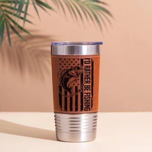 Fishing Leather Tumbler, Fisherman Leather Tumbler, Father’s Day Gift, Fishing Gift for Him, Dad, Husband 683855