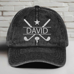 Personalized Name Washed Denim Baseball Cap | Custom Gift for Golfers Hat 684007