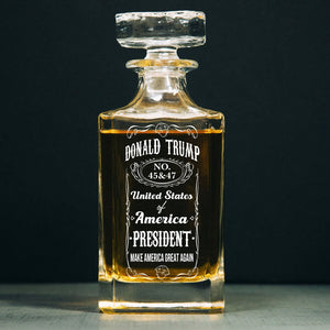 Donald Trump Whiskey Bottle, Trump 45 47 Whiskey Decanter Set, MAGA Wine Glass for Whiskey Lovers 684029 – GOP