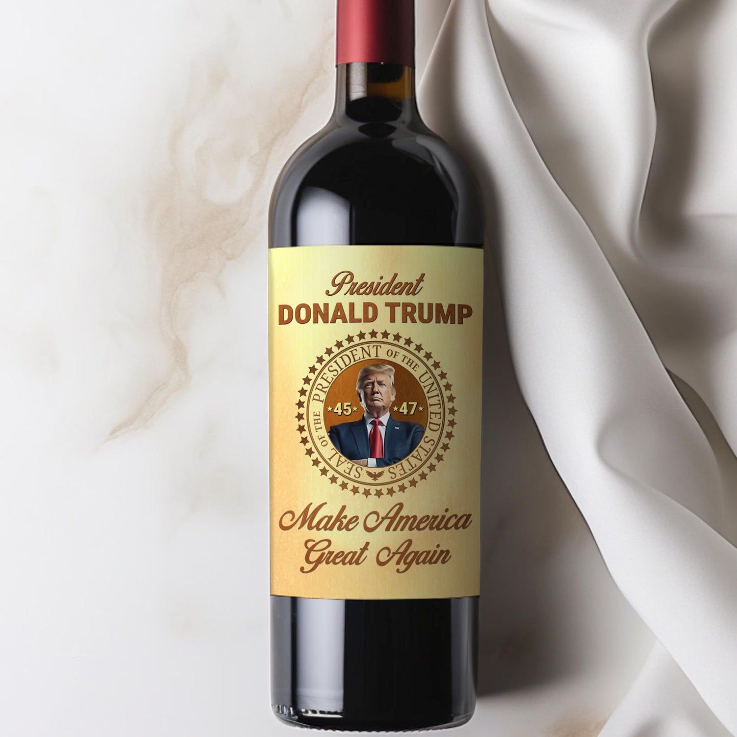 President Donald Trump 45 47 Wine Label | Trump Wine Bottle Label | MAGA Wine Label 684033 – GOP