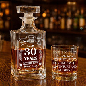 Personalized Limited Edition Whiskey Bottle, Custom Gift Whiskey Decanter Set, Wine Glass for Whiskey Lovers 684037