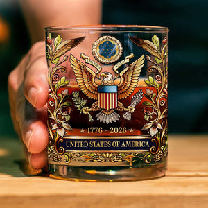 USA 250 Years Anniversary Whiskey Glass | Patriotic 1776–2026 Whiskey Glass | 4th of July Whiskey Glass 684040
