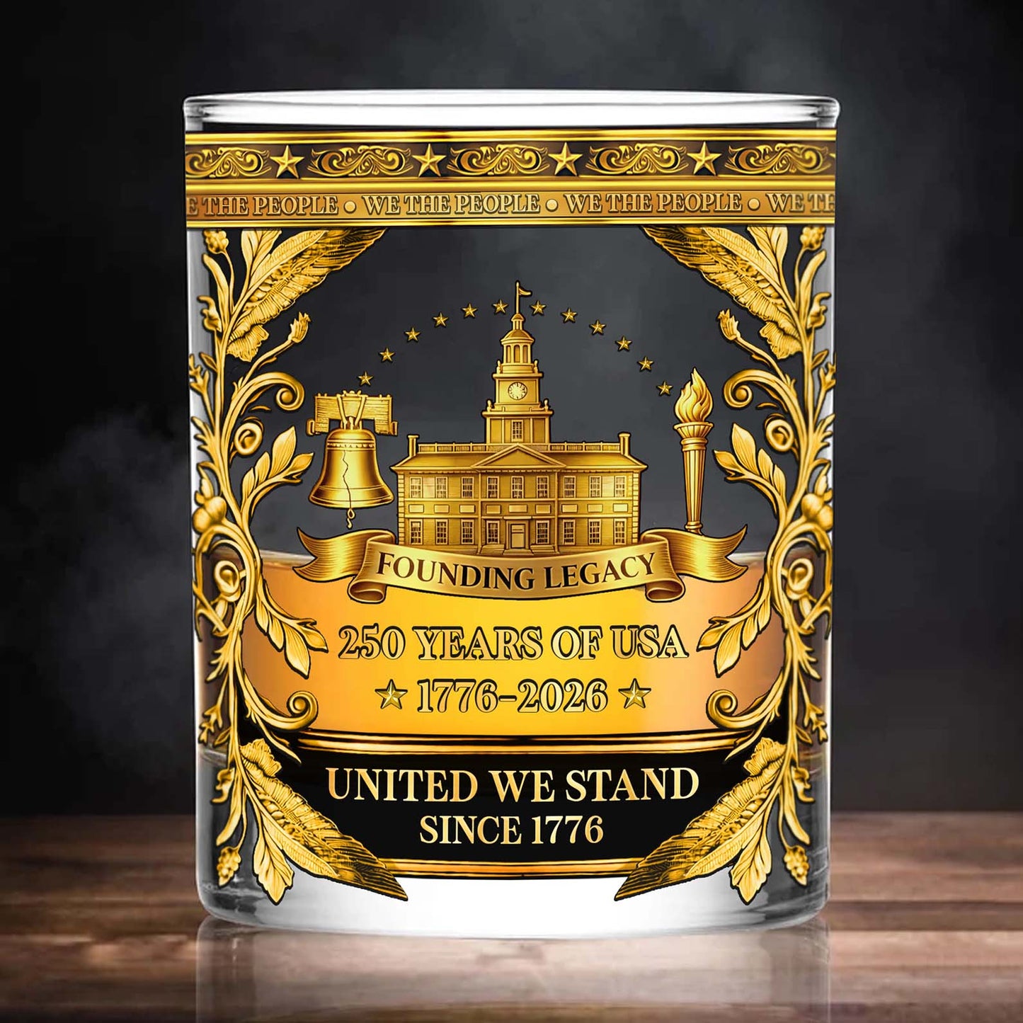 USA 250 Years Anniversary Whiskey Glass | Patriotic 1776–2026 Full Print Whiskey Glass | Founding Legacy Whiskey Glass 684043