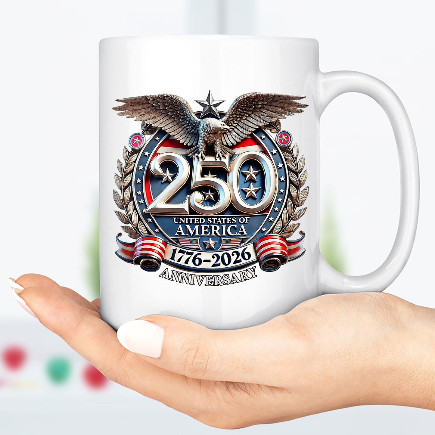 USA 250 Years Semiquincentennial Mug | Patriotic 1776–2026 Coffee Mug | 4th of July White Mug 684062