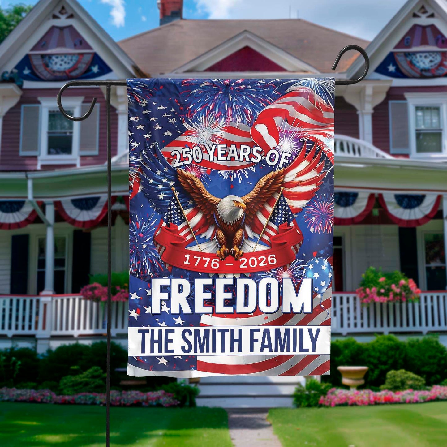 Personalized 250 Years of Freedom, Custom Name 250th Anniversary USA Patriotic Garden Flag 684108