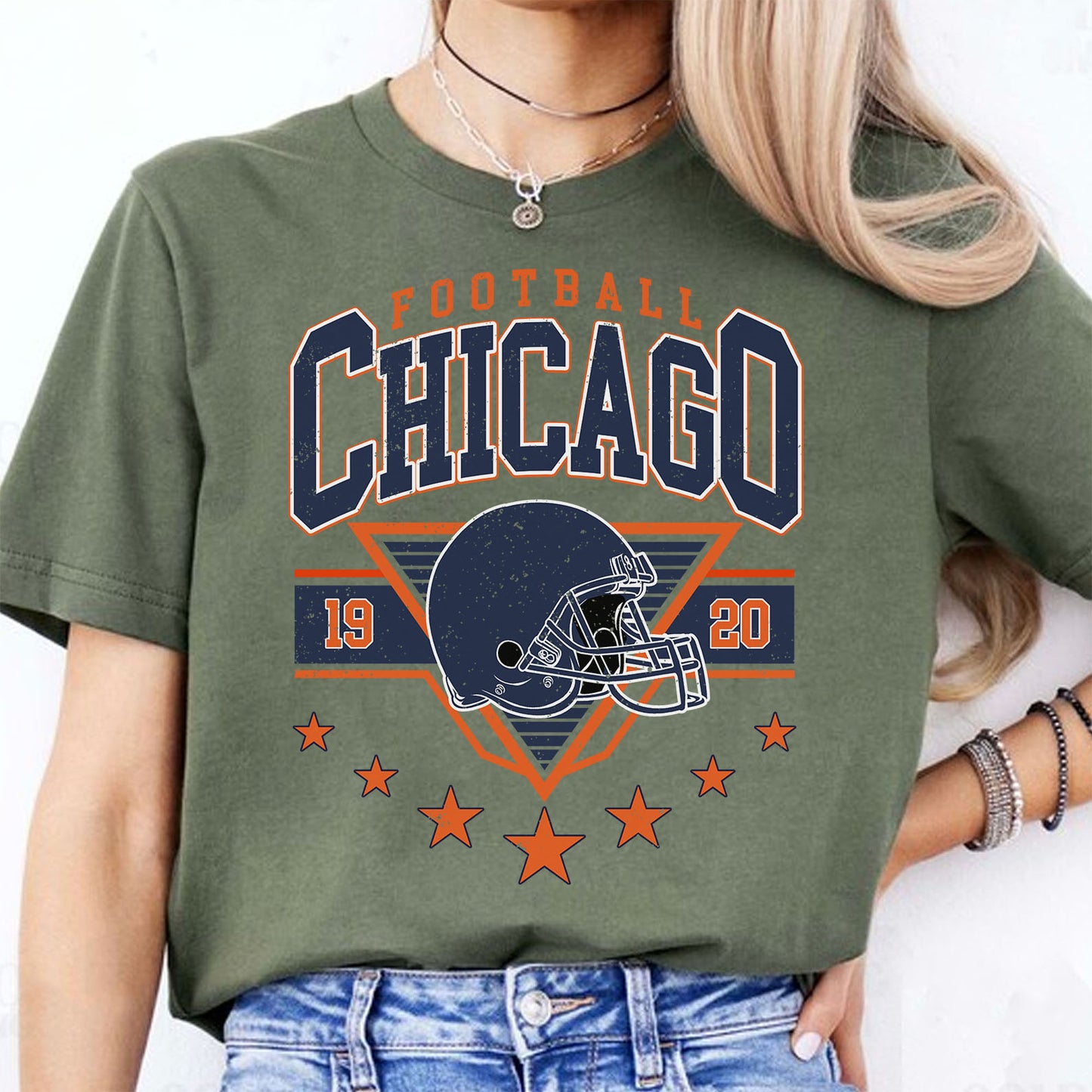 Chicago Football Vintage Dark Shirt, Retro Chicago Bear Football Tee, Chicago Bear Fan Gift 684151