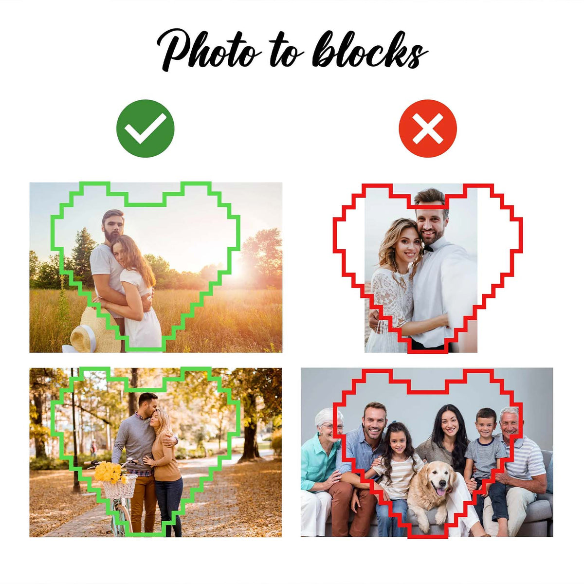 Custom Photo Building Brick Blocks For Couples | Valentines Day Gift | Personalized Anniversary Gift | Heart Brick Blocks 684254