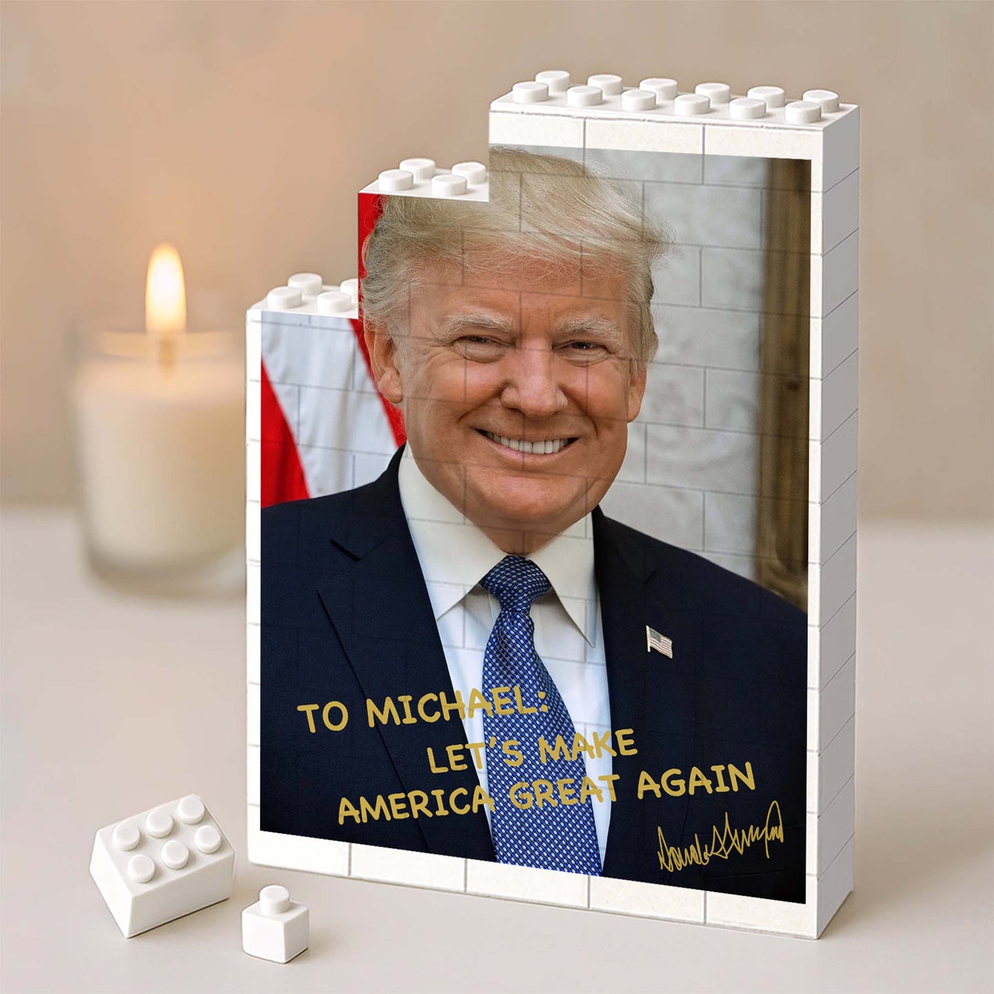 Custom Trump Autographed Building Brick Blocks | Personalized Brick Block | Gift for Trump Supporters 684298 - GOP