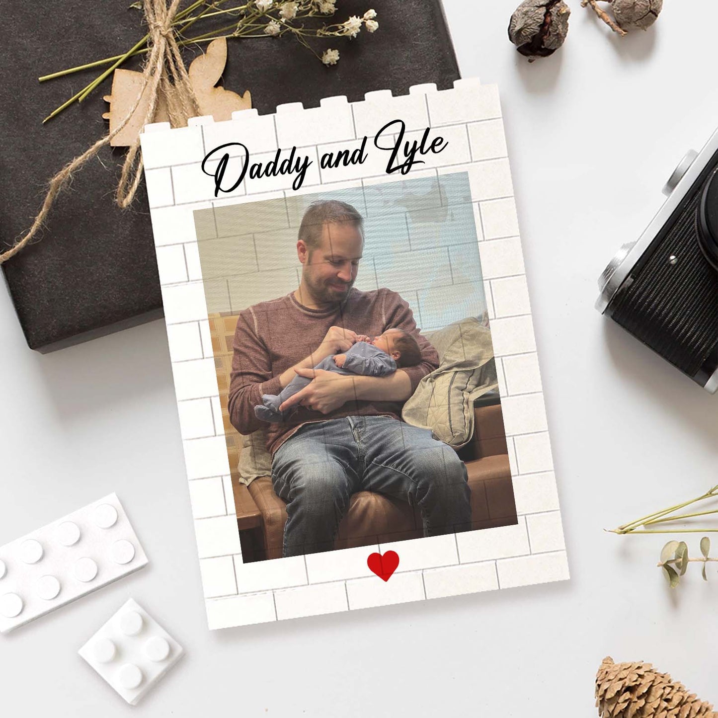 Custom Photo Daddy and Me Building Brick Blocks | Personalized Brick Photo Block Gift for Father’s Day 684305