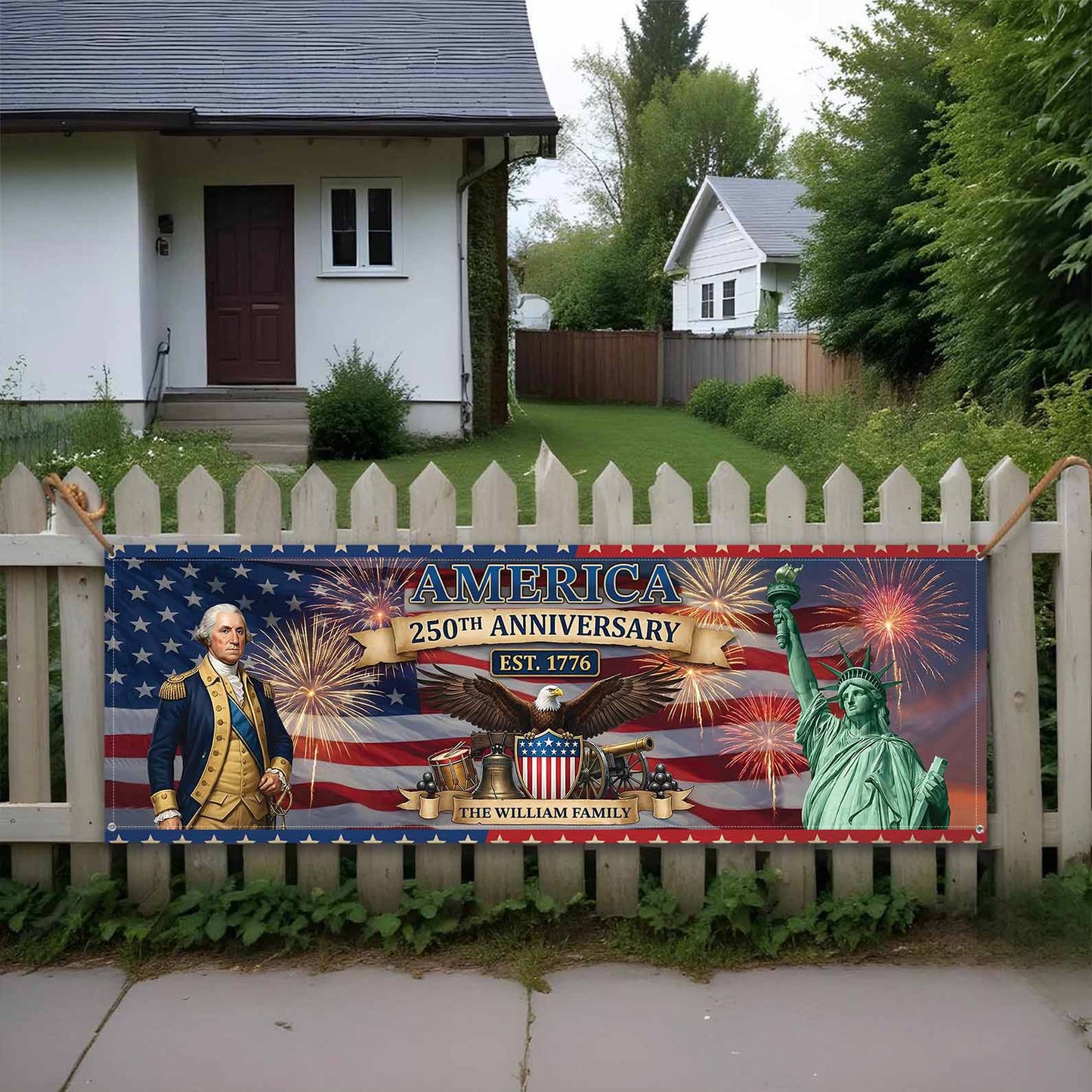 Personalized America 250th Anniversary Banner Flag | Patriotic Banner 684481